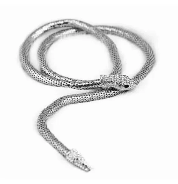 2019 mode collier femme smycken full strass Österrike tillbehör guld silver kristall orm longpendant halsband NJ-1402592