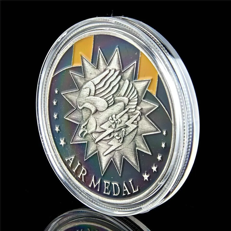 USA Military Air Meda Coin Craft Meritorious Achievement In Aerial Flight Token Silver Plated Challenge Badge5295261