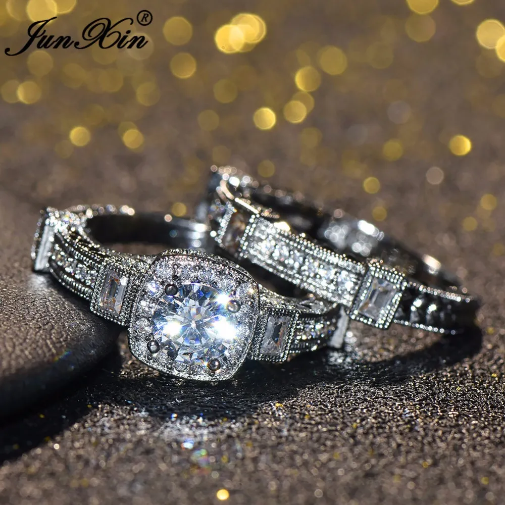 choucong lyxiga kvinnliga stora unika diamantringvitt guldfyllda smycken vintage vigselring set löfte förlovningsringar för wom213d
