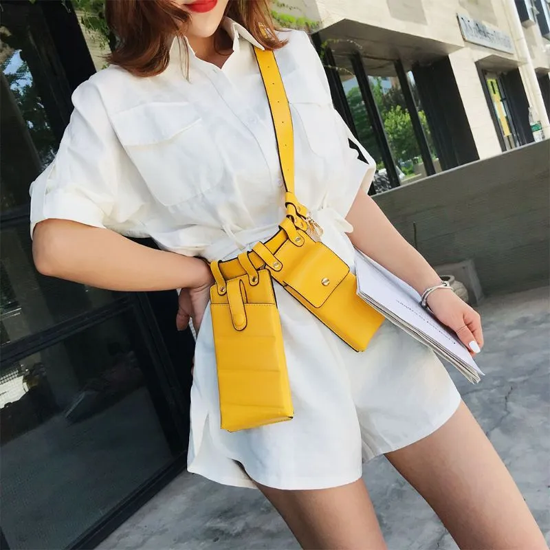 Fashion Women Leather Waist Fanny Pack Belt Bag Phone Pouch Travel Hip Bum Shoulder Bags Purse1262S