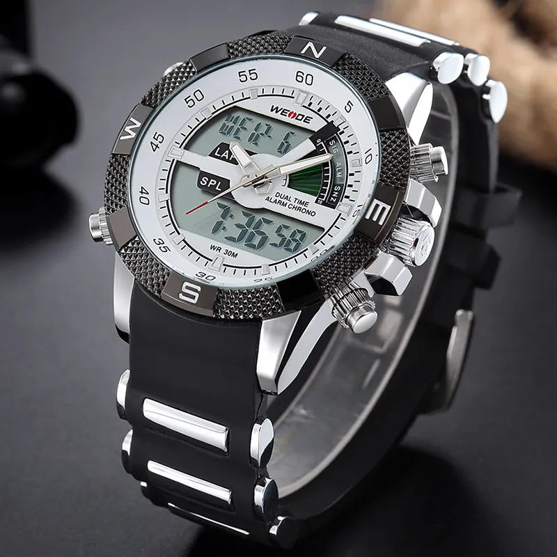 Luxe Merk WEIDE Mannen Mode Sport Horloges heren Quartz Analoge LED Klok Mannelijke Militaire Polshorloge Relogio Masculino LY191310q