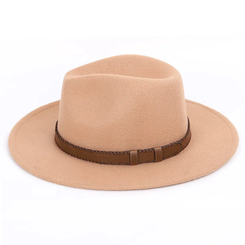 Super brede rand Fedora Wol Pork Pie Boater Flat Top Hat voor dames Heren Vilt Brede Rand vintage hoed Fedora Gambler H286H