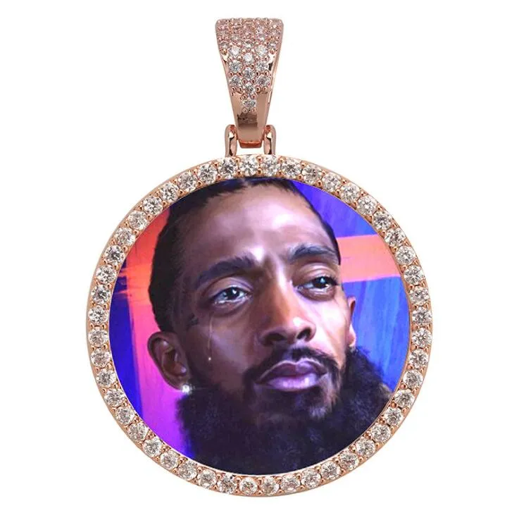 Hip Hop Solid Core Out Niestandardowy Naszyjnik wisiorka z łańcuchem linowym Charm Bling Jewelry dla mężczyzn Women221m