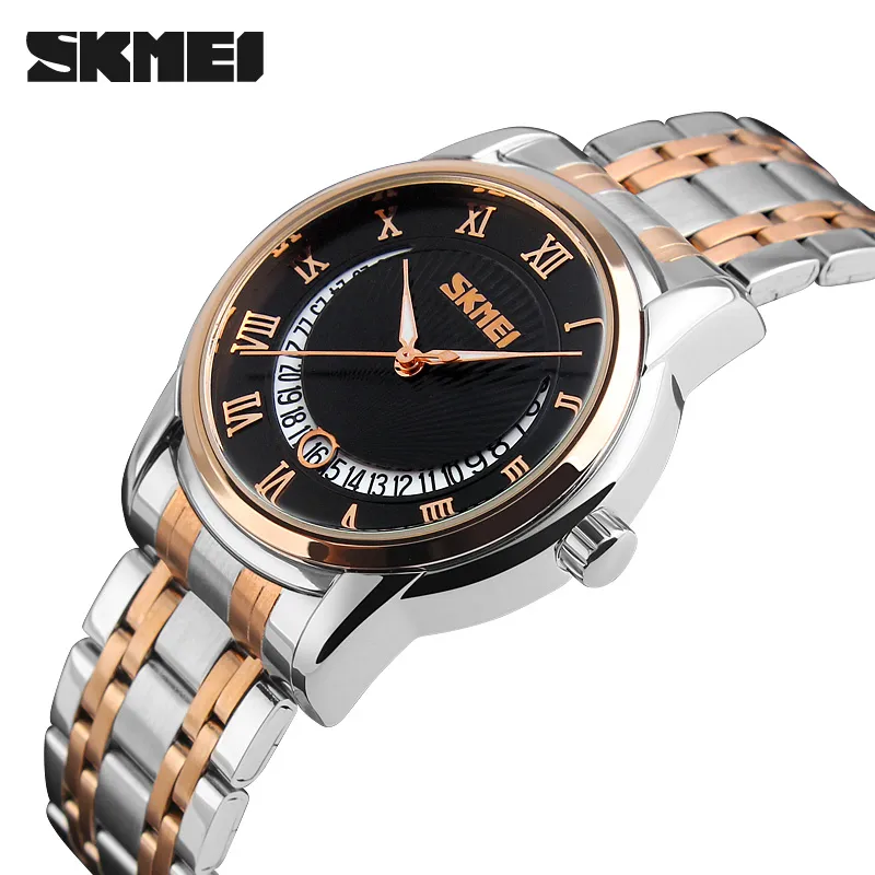 Skmei Business Mens Watchs Top Brand Luxury Luxury Sweet en acier inoxydable Watch Watch Quartz Wrist Wrists Relogie Masculino 9122349F