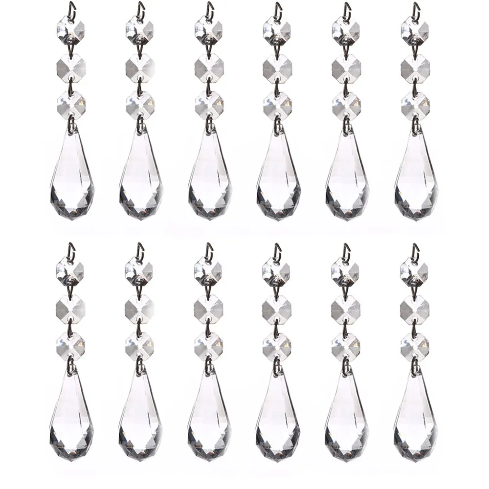 30 stücke Klar Acryl Kristall Diamant Achteckige Perlen Anhänger Strang Vorhang Hochzeit Party Dekoration Hängen Licht Tropfen Ornament330A