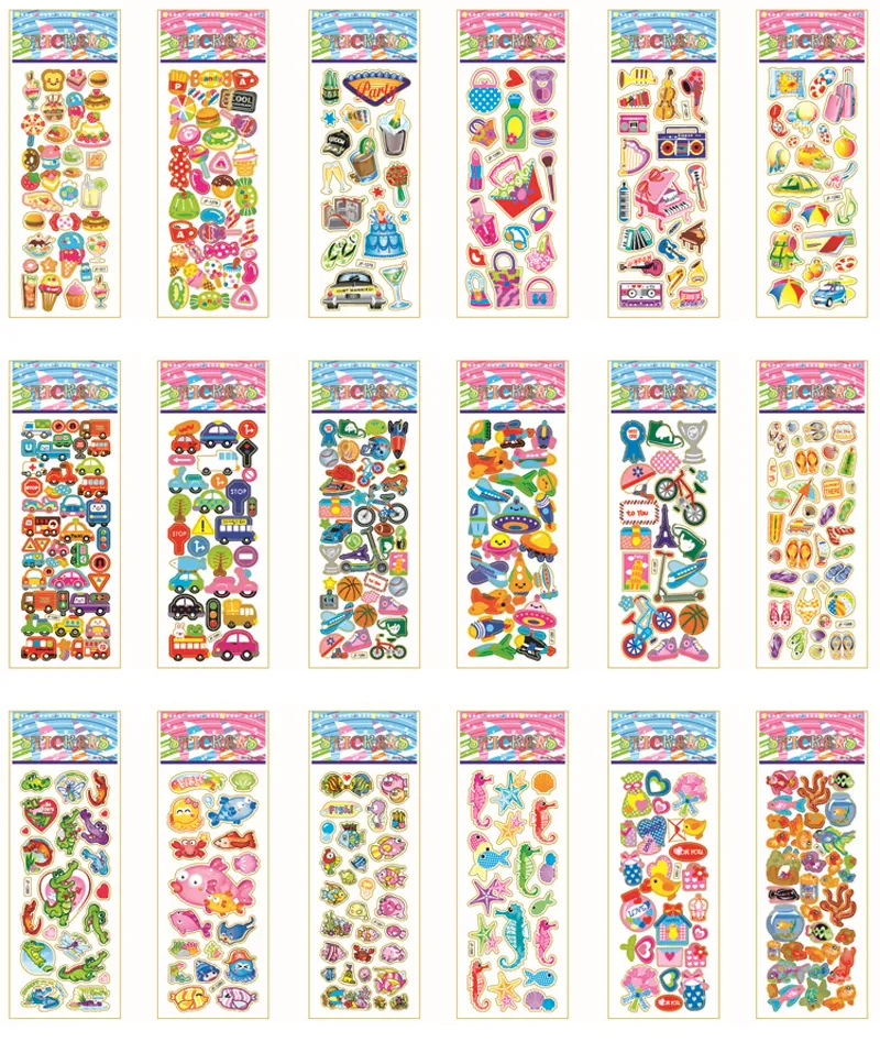 100 folhas / conjunto 3d puffy bolha adesivos dos desenhos animados princesa gato waterpoof diy brinquedos bebê para crianças crianças menino menina presente