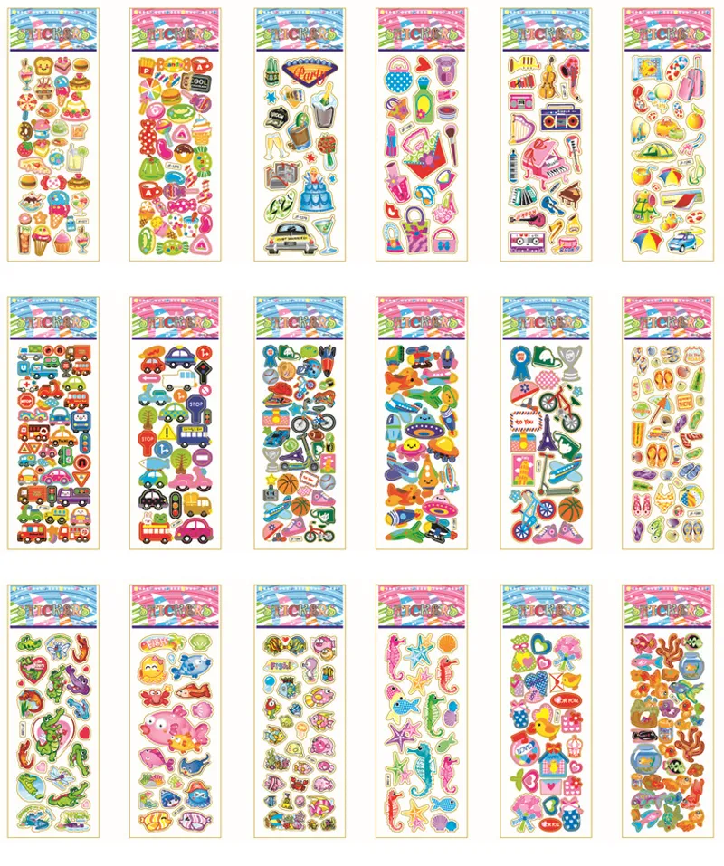 100 SheetsSet 3D Puffy Bubble Stickers Cartoon Princess Cat Waterpoof Diy Baby Toys for Children Barn Boy Girl Gift5846095