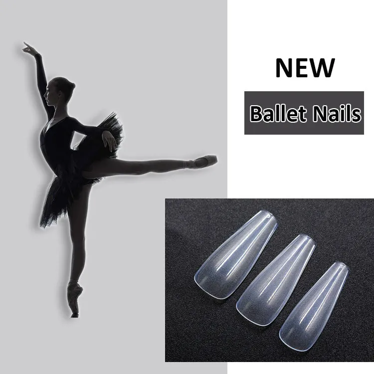 Nieuwe 500 Stuks Ballet Kunstmatige Nagels Tips Professionele Lange Volledige Cover Kist Fake Nail Gourd Stiletto Manicure