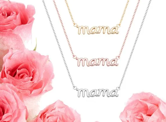 kleine Mama Mama Mama Buchstaben Halskette gestempelt Wort erste Liebe Alphabet Mutter Halsketten für Thanksgiving Muttertag293I