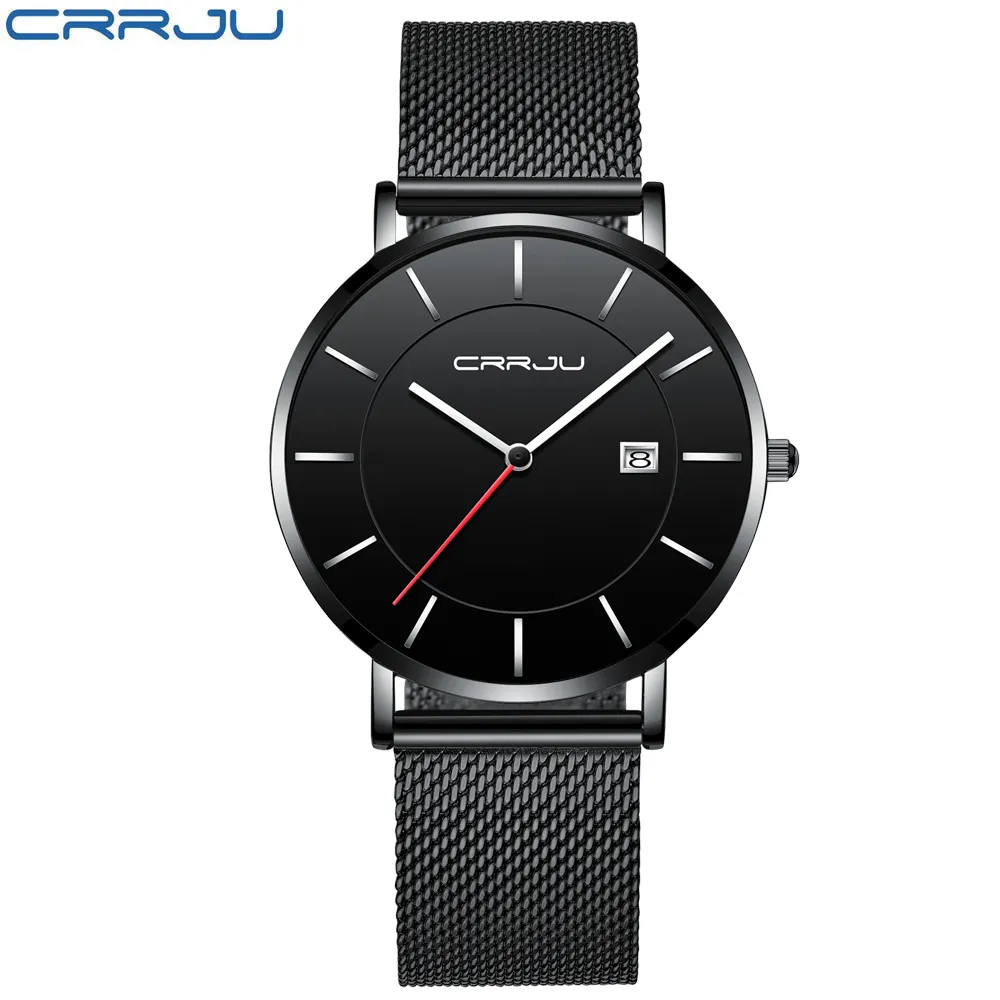 Crrju Watch Silm Men Sports Watches Business Simple Gift WlistWatches Male Relogio MasculinoMen BlackClock271Q