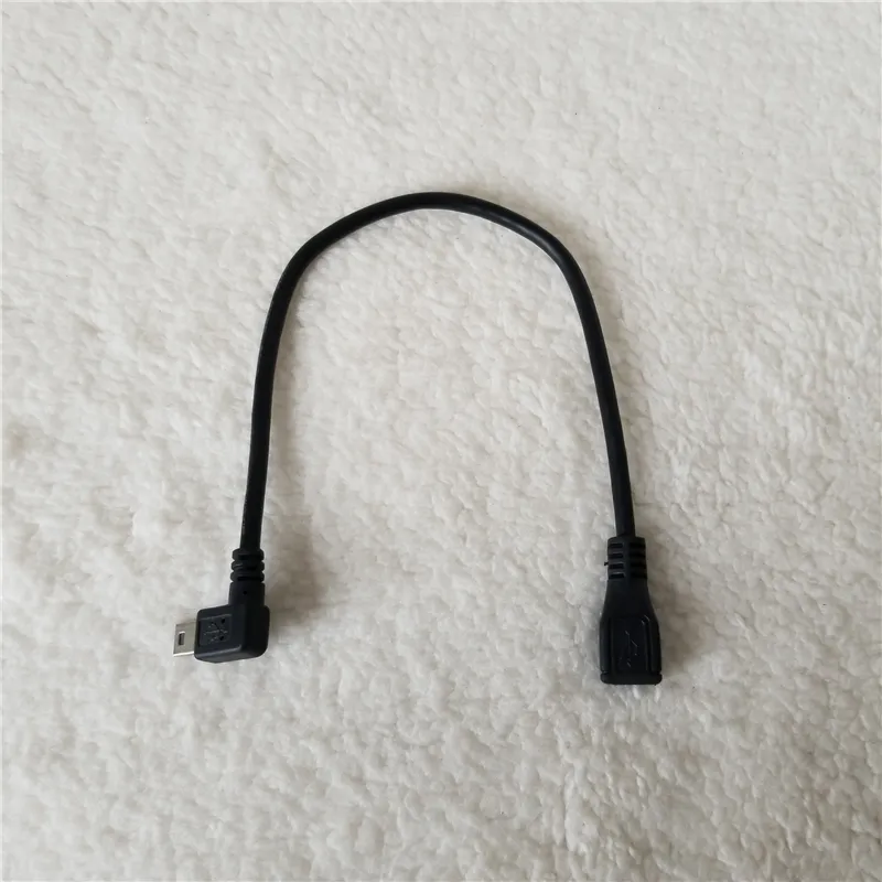 Fil d'extension de câble de données Mini B USB à angle droit mâle à femelle pour téléphone MP4 noir 25CM