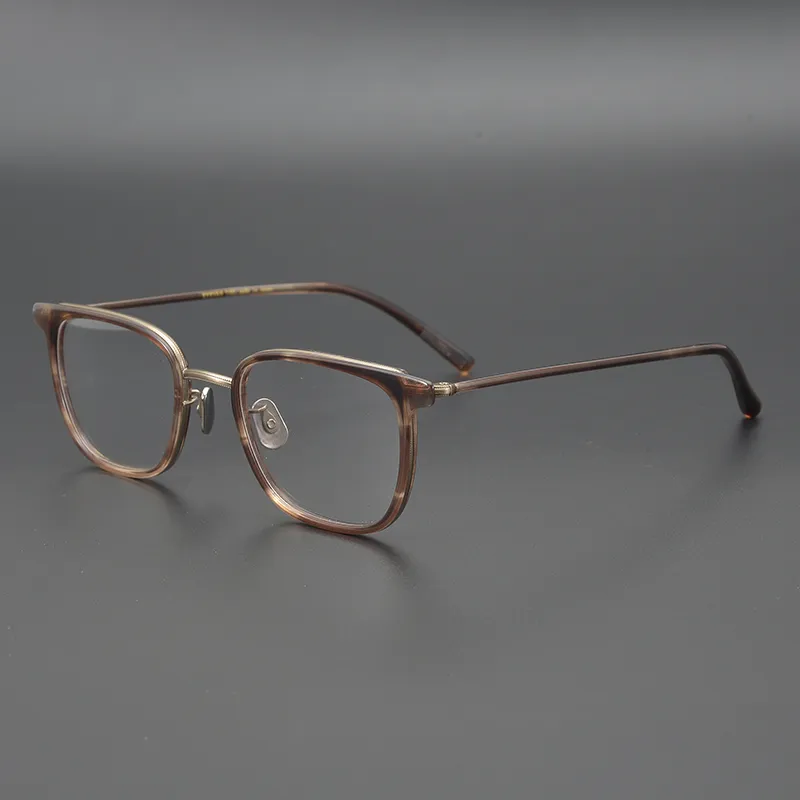 2020純粋なチタンメガネメンアセテート高品質の正方形の光眼鏡フレーム処方アイウェア264x