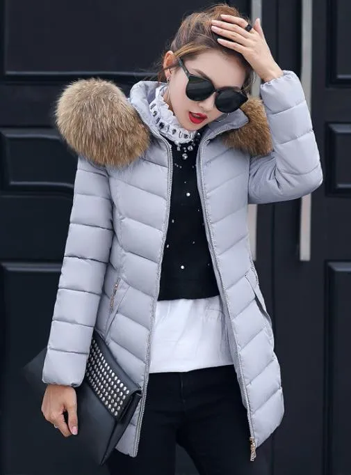 womens winter jackets and coats 2019 Parkas for women Wadded Jackets warm Outwear With a Hood Large Faux Fur Collar V191025