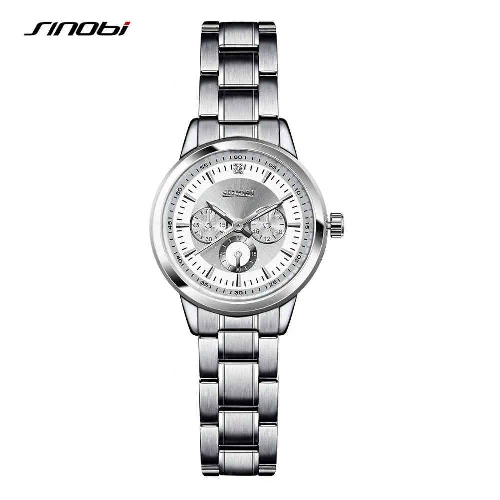 Sinobi pulseira feminina moda aço relógios de pulso marca luxo genebra relógio de quartzo senhoras relógio de pulso relojes mujer saatler253l