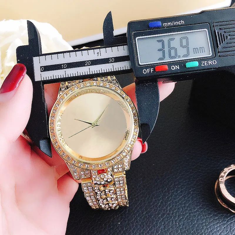 Fashion Band Watches women Girl Big letters crystal style Metal steel band Quartz Wrist Watch M103221L