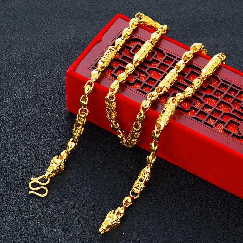 Collier solide Hip Hop perles chaîne en or jaune 18 carats rempli de mode hommes chaîne lien Style Rock poli bijoux 257A