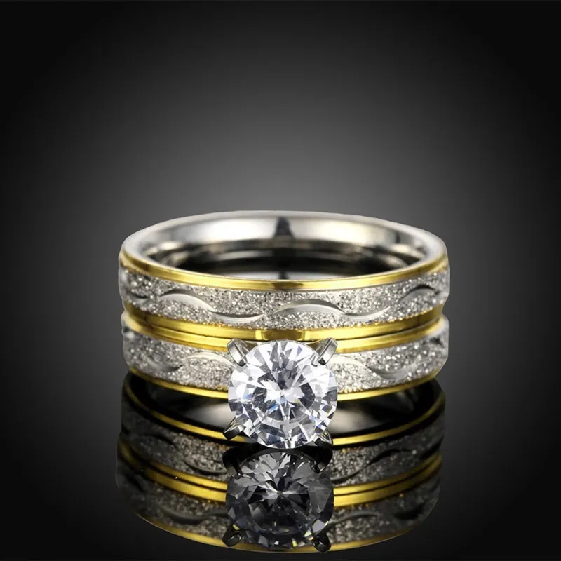 Omhxzj hurtowa para europejska pierścionki moda kobieta man man imprezowy prezent ślubny luksusowy okrągły biały cyrkon 18KT Whites Gold Yellow Gold Ring RR478