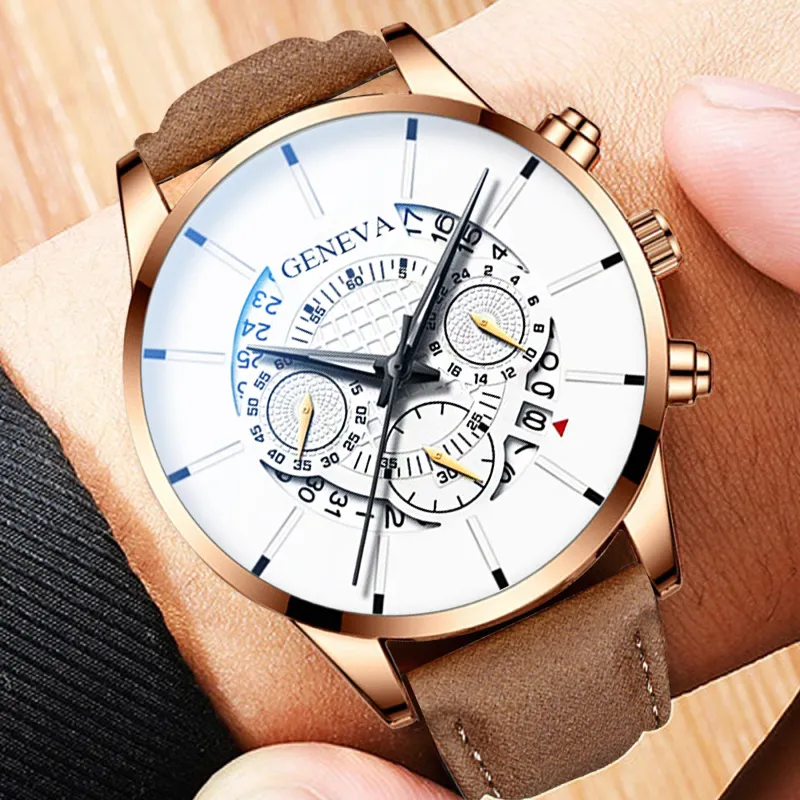 2019 mode genève montres pour hommes en cuir montre-bracelet à Quartz montre de Sport pour hommes horloge masculine Relogio Masculino2830