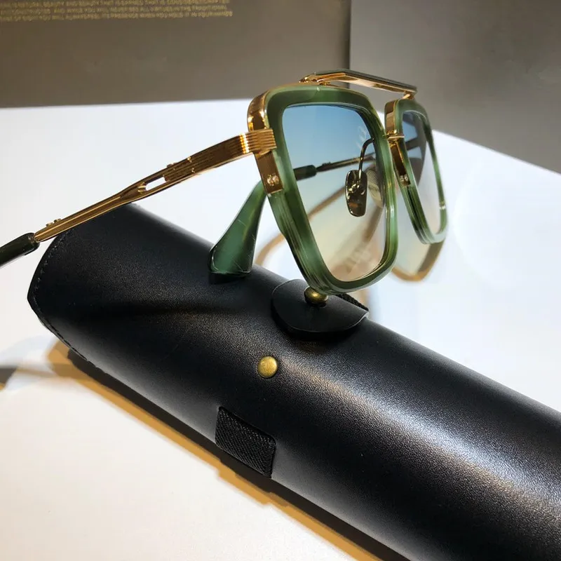 Novos sete óculos de sol homens top metal vintage moda estilo quadrado quadro externo proteção UV 400 lentes óculos com estojo vendido por206y