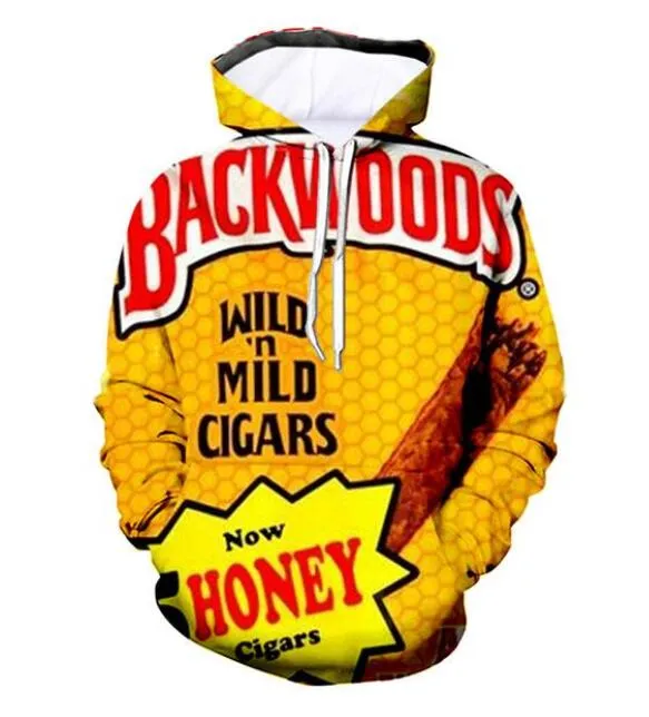 Nya Män / Kvinnor Backwoods Honey Berry Blunts Funny 3D Print Fashion Tracksuits Hip Hop Pants + Hoodies TZ04