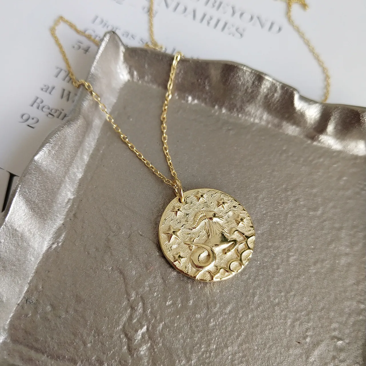 12 Konstellationer stjärnteckenfigur mynthalsband i 925 sterling silver horoskop kvinnliga smycken guldmedalj halsband kvinnor cx270d
