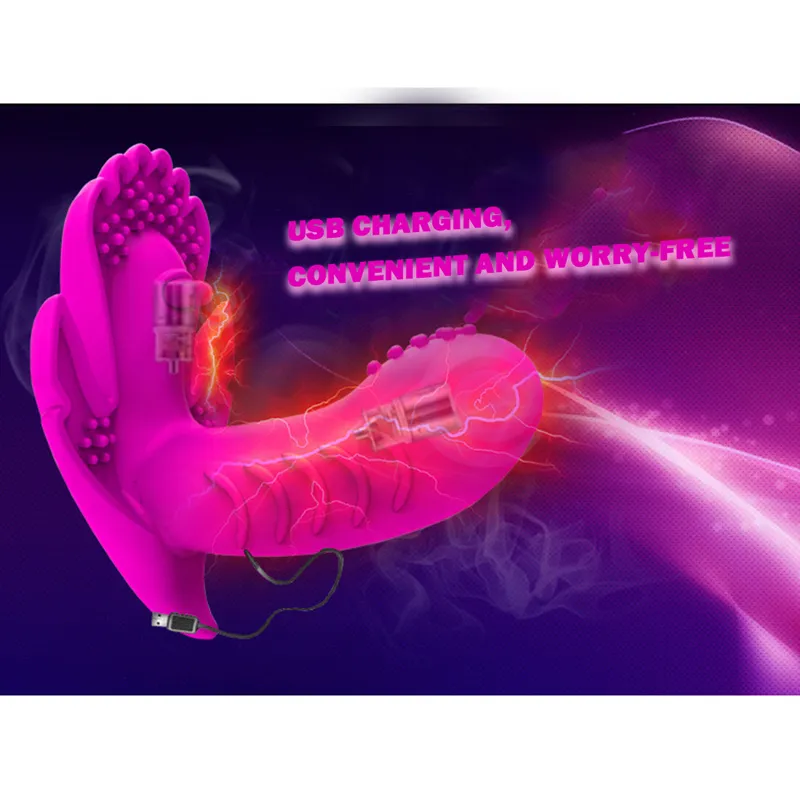 Fjäril dildo vibratorer trådlösa vibrerande trosor klitoris bärbar massagerstimulator kvinnlig onani sexleksak för kvinnor M4789098