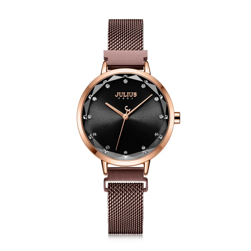 Julius New Watch Creative Design Magnet Magnet ze stali nierdzewnej Zespół Women Watch Japan Miyota Movt Fashion Quartz Watch JA-114254B