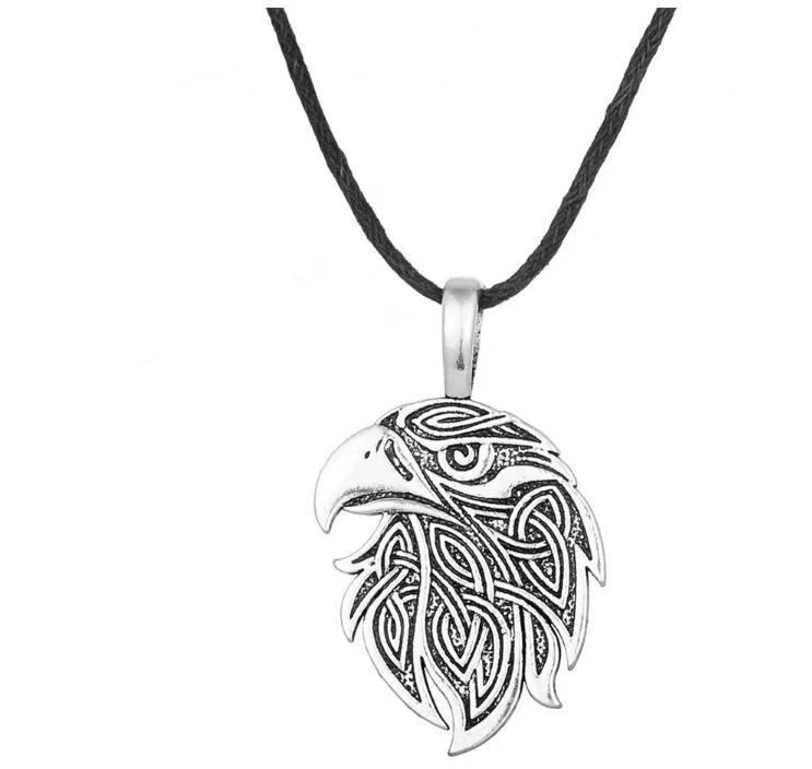 JF066 Viking Fashion Style Pagan Panned Norse Hawk Amulet Fox Charm Wolf Head Ожерелье для Men347k