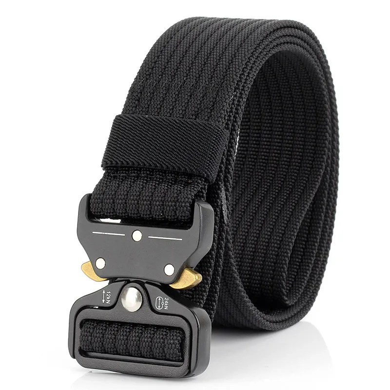 Ceinture tactique pour hommes en plein air Ceinture en nylon avec boucle en métal pour hommes Ceinture à dégagement rapide Sangle robuste Ceintures réglables militaires 3 8244O