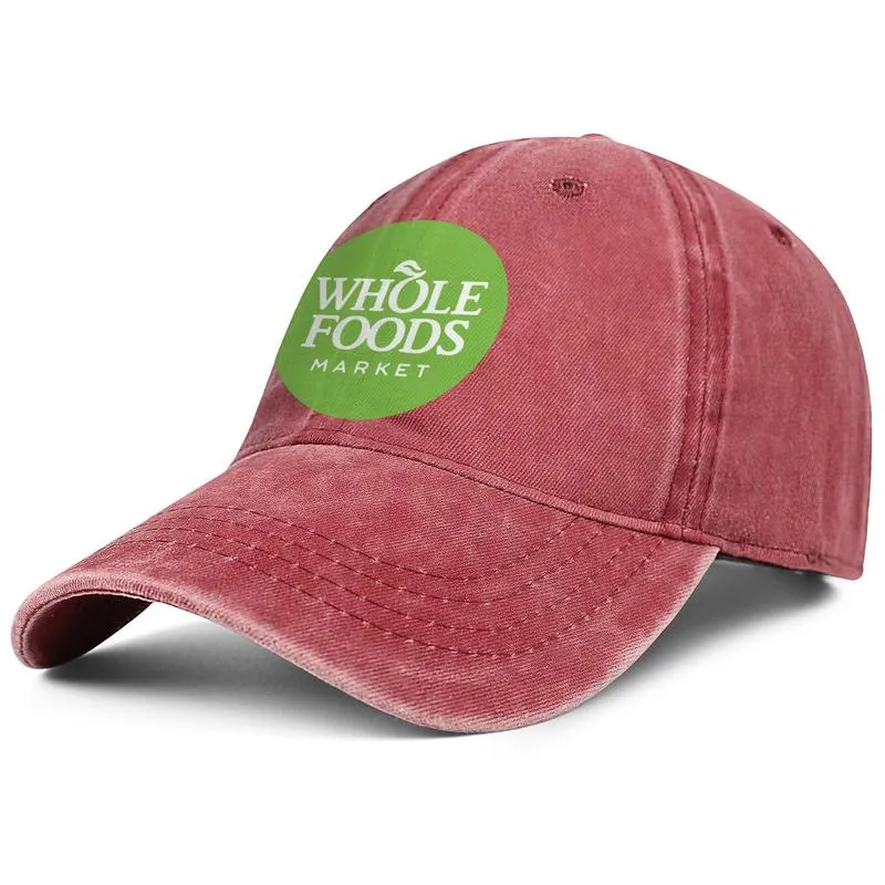 Whole Foods Market Casquette de baseball en denim unisexe, équipe vintage cool, chapeaux à la mode, logo camouflage biologique sain, impression à carreaux rose 4818305