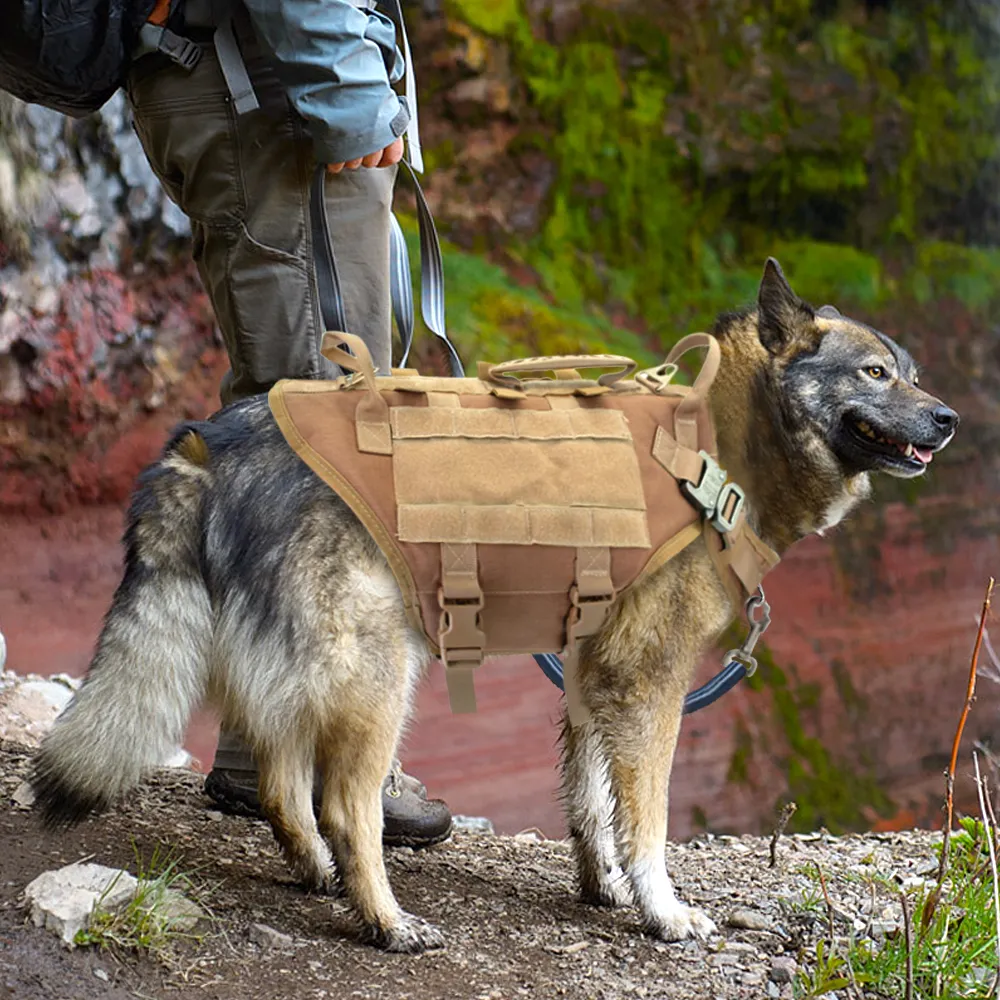 Arnês para cães de nylon durável tático militar K9 Colete para cães de trabalho sem puxar colete para treinamento de animais de estimação para cães médios e grandes M L8219929