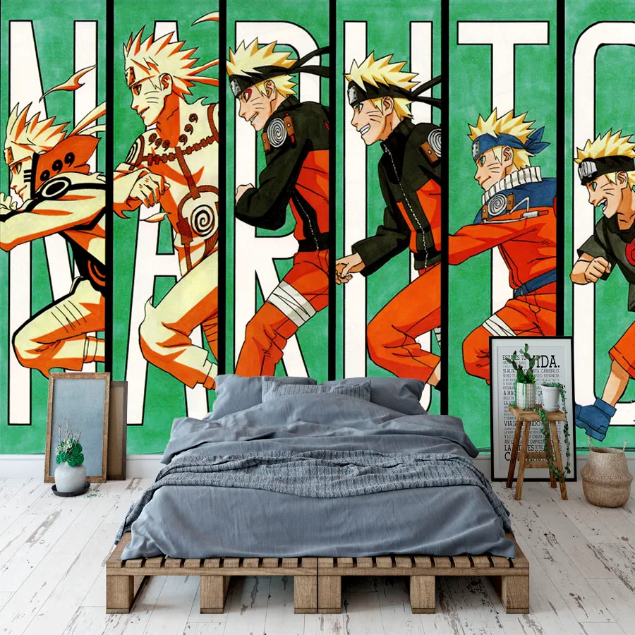 NARUTO WATAPA JAPOMESE Anime 3D Wall Mural Mural's Chłopcy sypialnia TV