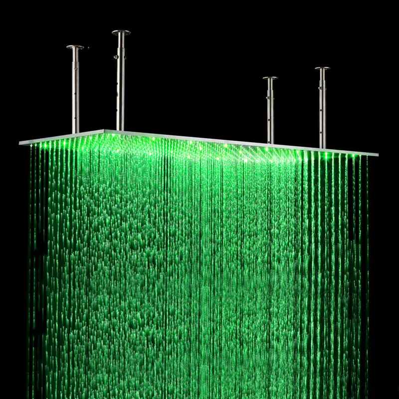 Светодиодный душевой набор для ванной комнаты 500x1000 мм, потолочный большой дождевой душ, панель, термостатические смесители для душа с массажными форсунками для тела293L