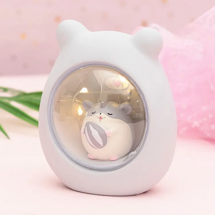 Luzes noturnas de hamster de desenho animado Cute Baby Room decorativo Led Feê de mesa Lâmpada de cabeceira Lâmpada de lâmpada de desktop atmosfera Light305D