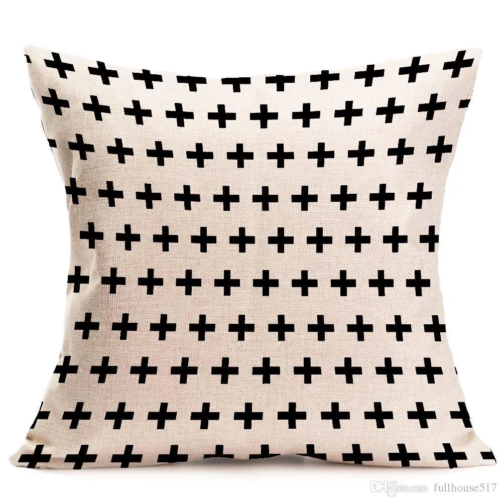 halloween Christmas black white pillowcase geometry Cushion covers Cotton linen pillow cover for Sofa bed Nordic Throw Pillow case