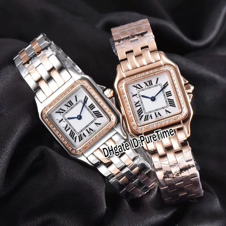New WJPN0008 WJPN0009 Rose Gold Diamond Bezel 27mm 22mm White Dial Swiss Quartz Womens Watch Ladies Stainless Steel Watches Pureti2078