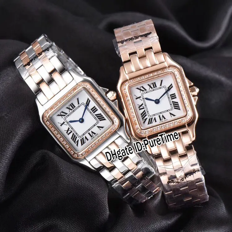 New WJPN0008 WJPN0009 Rose Gold Diamond Bezel 27mm 22mm White Dial Swiss Quartz Womens Watch Ladies Stainless Steel Watches Pureti222N