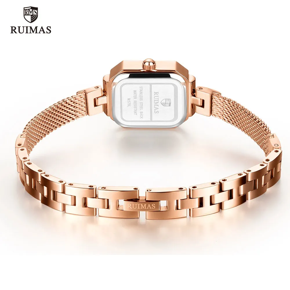 RUIMAS dames montres analogiques simples de luxe montre carrée en or Rose femmes bracelet en maille montre-bracelet haut de gamme Relogios Femininos 5792774
