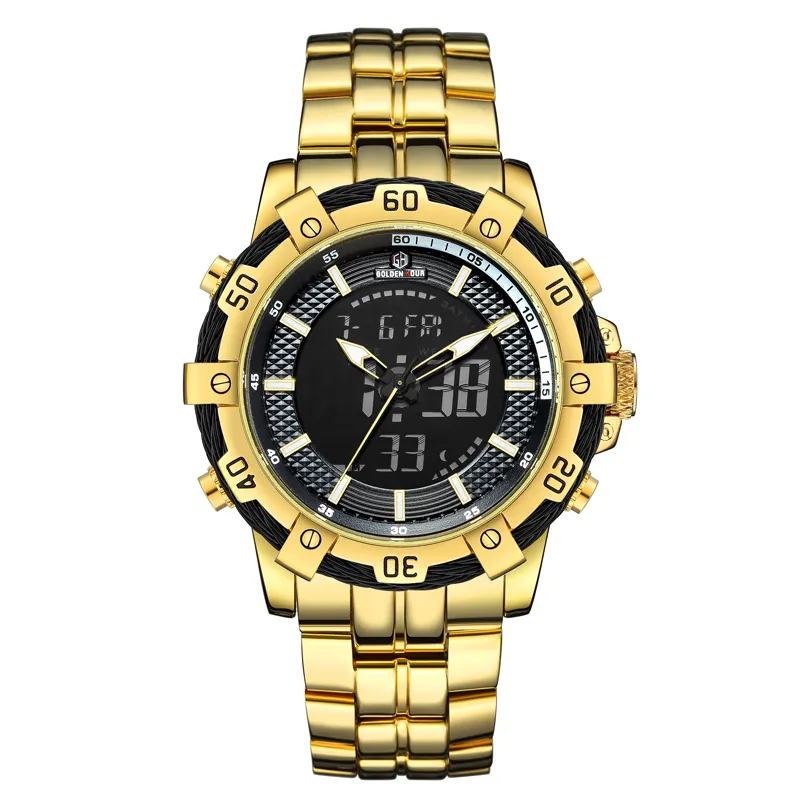 Top Marke GOLDENHOUR Luxus herren Uhr Automatische Uhr Sport Uhren Digital Military Mann Armbanduhr Relogio Masculino Dour322S