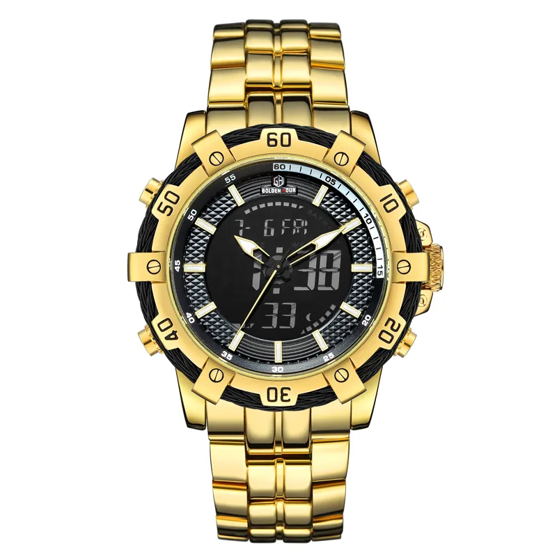 Topmerk GOLDENHOUR Luxe herenhorloge Automatische klok Sporthorloges Digitale militaire man Polshorloge Relogio Masculino Dour294i