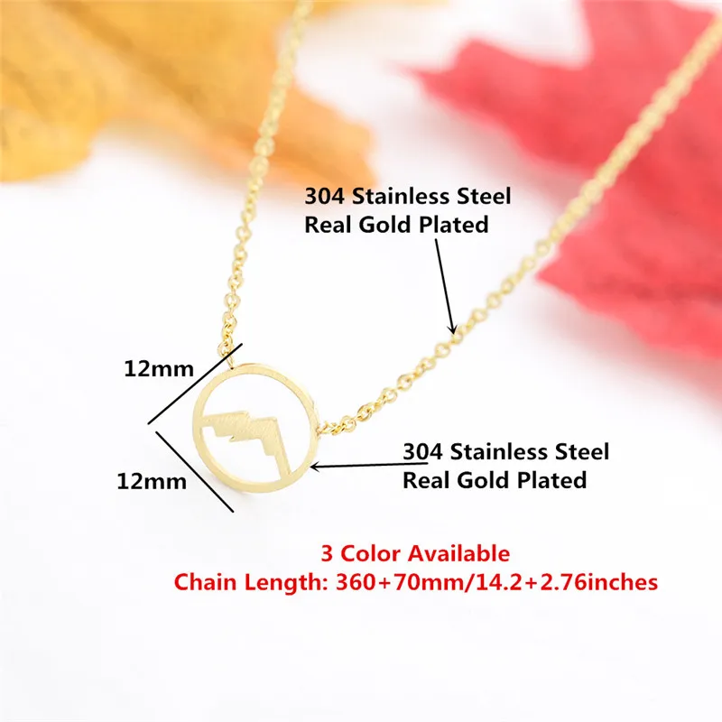 Rose Gold Range Mountain Necklace Women Simple Jewelry Bridesmaid Gift Stainless Steel Choker Circle Pendant Collare Femme 2020299c