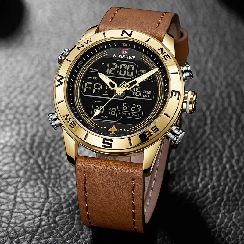 Mężczyźni zegarki naviforce najlepsze marka luksusowa skórzana sport