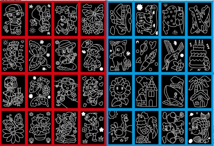 20st / set / set Magic Scratch Art Doodle Pad Sand Draw Painting Cards Tidig utbildning Kreativ utbildning Toy för barn