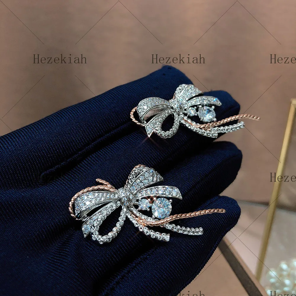 Hezekiah 925 Pure Silver Earrings Butterfly Eardrop Temporament Lady Dance Party Highend Quality Luxury Fashion Bow earrings6585972