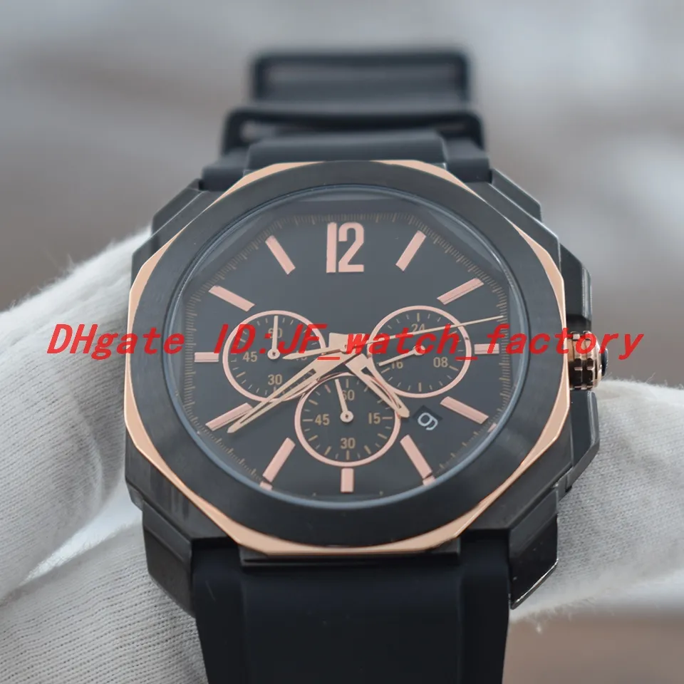 NOUVEAU Haute Qualité Octo Gent Montres Bracelet En Caoutchouc Boucle Ardillon Boîtier Noir Or Rose Octogone OS Japon Mouvement À Quartz Chronomètre 103075 293f