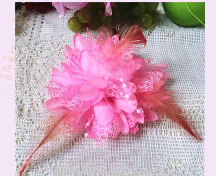 Bloem Feather Bead Corsage Hair Clips Fascinator Bridal Hairband Party GB623250L