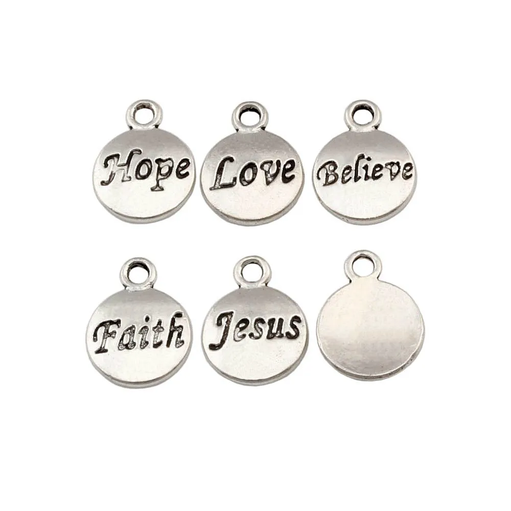 100 Stück Antik Silber Hoffnung Glauben Liebe Glaube Jesus Charms Anhänger zur Schmuckherstellung Armband Halskette Erkenntnisse 11 5x15 5mm 258F