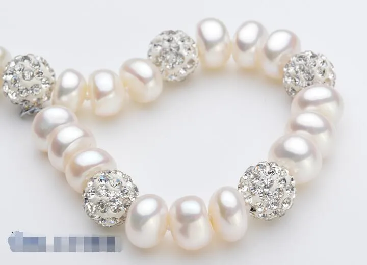 Vero e proprio bellissimo braccialetto di perle d'acqua dolce da donna, braccialetto di perle bianche coltivate da sposa, gioielli in argento 925, regalo di compleanno ragazza GB7732526