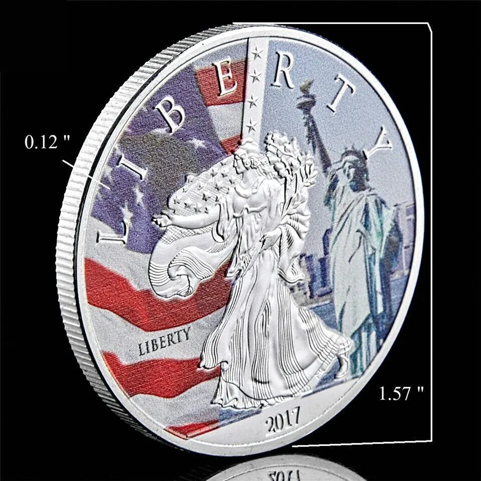 Silver Souvenir Craft Badge Great Seal Statue Of Liberty In God We Trust 1oz Plated Collection Coin7974657