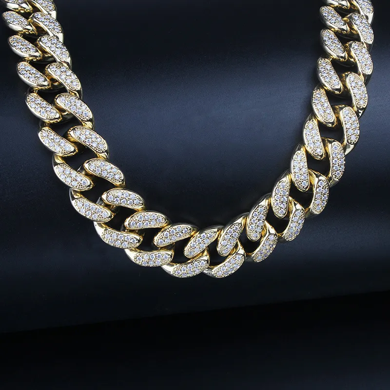 Iced Out Cuban Link Chain Hip Hop Jewelry Mens Luxury Designer Diamond Necklace Bling Statement Rapper Gold Silver Fashion Men Acc199f